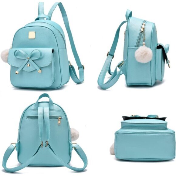 New Bowknot Green 3-Piece Set – Leather Backpack, Shoulder Bag & Purse - Picture 3 of 7